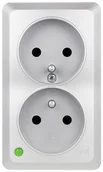 Gniazdka elektryczne - Elektro-Plast Gniazdo Berg 2x2P+Z srebrne - miniaturka - grafika 1