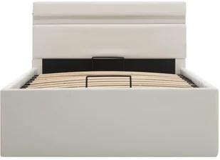 vidaXL Rama łóżka z podnośnikiem i LED, biała, ekoskóra, 90 x 200 cm - Łóżka - miniaturka - grafika 5