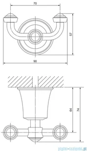 Omnires Art Line haczyk podwójny brąz antyczny AL53120BR - Wieszaki łazienkowe - miniaturka - grafika 2