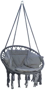 SASKA GARDEN Hamak ażurowy fotel wiszący 80x60cm luxe z poduszką szary 1026954 - Fotele ogrodowe wiszące - miniaturka - grafika 19