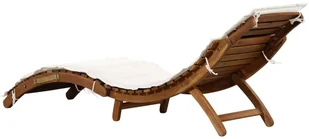 vidaXL Leżak z poduszką, lite drewno akacjowe, kremowy - Leżaki ogrodowe - miniaturka - grafika 3