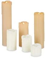 Świece - Relaxdays zestaw świec LED, 6 świec flammenlos, elektryczne świece z prawdziwego migająca, nie wymaga baterii, średnica 5 cm, kremowy 10021535 - miniaturka - grafika 1
