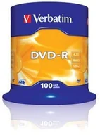 Pudełka i akcesoria na płyty CD - Verbatim DVD-R 16x 4,7GB 100p cake box DataLife+,AdvAZO,scr ers, bez nadr, mat 43549 - miniaturka - grafika 1