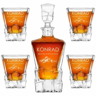 Murrano Karafka Ice Blink i 4 szklanki z grawerem dla konesera whisky KARIB_4xSZIB-036 - Karafki - miniaturka - grafika 23