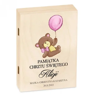 Murrano Zestaw Sztućców Dla Dzieci W Drewnianym Etui Nadruk Miś Pamiątka Chr SZT-ANIMALS_DRW-UV-045 - Sztućce dla dzieci - miniaturka - grafika 2