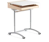 Meble do szkół i przedszkoli - AJ Produkty Ławka szkolna z regulacją wysokości ACCESS, 650x550x700-900 mm, brzoza, biały laminat - miniaturka - grafika 1