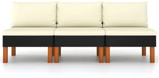 VidaXL Siedziska środkowe, 3 szt., polirattan i drewno eukaliptusowe 315768 - Sofy ogrodowe - miniaturka - grafika 2