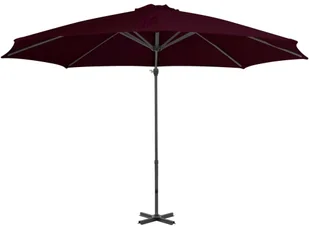 vidaXL Parasol wiszący z aluminiowym słupkiem, czerwony, 300 cm 312306 - Parasole ogrodowe - miniaturka - grafika 4