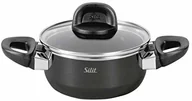 Shakery barmańskie - Silit Modesto Line garnek do gotowania 16 cm, szklana pokrywka, garnek do pieczenia 1,3 l, ceramika funkcyjna Silargan, garnek indukcyjny, czarny - miniaturka - grafika 1