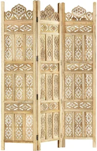 vidaXL Parawan 3-panelowy, ręcznie rzeźbiony, 120x165 cm, drewno mango vidaXL - Parawany - miniaturka - grafika 6