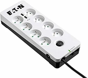 Eaton Ochrona przed przepięciami Protection Box 8 x zásuvka 2x USB PB8TUF) Biała - Listwy zasilające - miniaturka - grafika 2