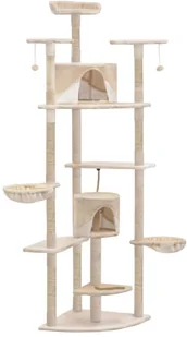 vidaXL Drapak dla kota z sizalowymi słupkami, 203 cm, beżowo-biały - Drapaki dla kotów - miniaturka - grafika 2