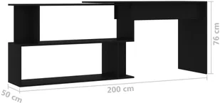 vidaXL vidaXL Biurko narożne, czarne, 200x50x76 cm, płyta wiórowa - Biurka - miniaturka - grafika 7