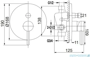 Omnires Y natryskowa-wannowa złota Y1235GL - Baterie wannowe i prysznicowe - miniaturka - grafika 2