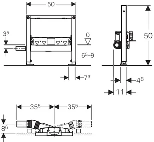 Geberit Duofix element montażowy do natrysków z odpływem ściennym, h65, H50 111. - Stelaże i zestawy podtynkowe do WC - miniaturka - grafika 4