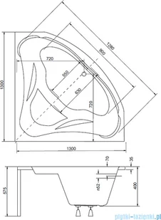 Besco Mia 130x130cm wanna narożna + obudowa + syfon  (#WAM-130-NS/OAM-130-NS/19975 ) - Wanny - miniaturka - grafika 2
