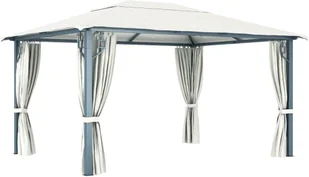 vidaXL Altana ogrodowa z zasłonami, 400 x 300 cm, kremowa - Altany ogrodowe - miniaturka - grafika 5