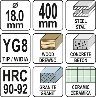 Yato WIERTŁO UNIWERSALNE 18MM X 400MM DO WIERCENIA W BETONIE DREWNIE I METALU YT-43967 - Wiertła - miniaturka - grafika 3