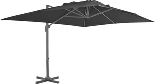 vidaXL Parasol wiszący z aluminiowym słupkiem, 4x3 m, czarny vidaXL - Parasole ogrodowe - miniaturka - grafika 2