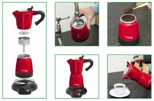 BESTRON Bestron Kawiarka do espresso 6 filiżanek, 480 W, czerwona, AES480 - Zaparzacze i kawiarki - miniaturka - grafika 5