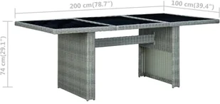 vidaXL Stół ogrodowy, jasnoszary rattan PE i hartowane szkło - Stoły ogrodowe - miniaturka - grafika 5