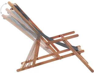 vidaXL Składany leżak plażowy, tkanina, szary - Leżaki ogrodowe - miniaturka - grafika 5