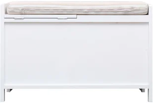 vidaXL Ławka do przedpokoju, biała, 70x33,5x45 cm, drewno paulownia vidaXL - Ławki do przedpokoju - miniaturka - grafika 4
