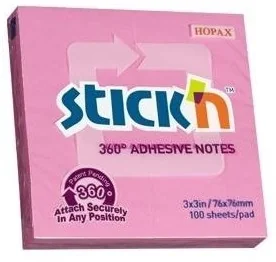 StickN HOPAX Karteczki samoprzylepne 76x76/100 różowy 360stopni - Etykiety samoprzylepne i bloki etykiet - miniaturka - grafika 4