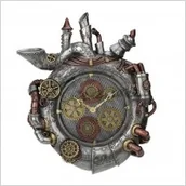 Zegary - Veronese STEAMPUNK WISZĄCY ZEGAR SREBRNY (WU77199V8) - miniaturka - grafika 1
