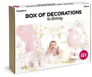 PartyDeco Zestaw dekoracji "1st Birthday Party", złoty, SET6-019 - Gadżety dla niej i dla niego - miniaturka - grafika 4