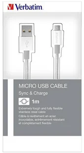 Verbatim Kabel USB USB A > Micro USB M/M srebrny 1m 48862 48862 - Kable USB - miniaturka - grafika 3