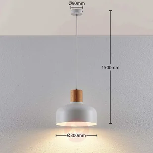 Lampenwelt com Lampa wisząca Carlise z elementem drewnianym - Lampy sufitowe - miniaturka - grafika 4