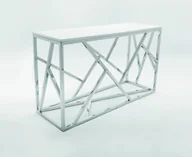 Konsole i sekretarzyki - Konsola Bosco, srebrno-biała, 77x130x45 cm - miniaturka - grafika 1