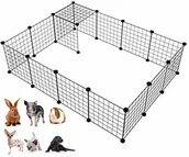 Klatki dla gryzoni - langxun metalowy drut przechowywania Cubes organizer, "zrób to sam" klatka dla królików, świnki morskie, dla małych zwierząt Welpen | Pet Products Portable metalowy drut Yard Fence (czarny, 16 Panels) unknown - miniaturka - grafika 1