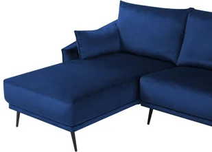 Beliani Beliani Sofa narożna prawostronna LED welur ciemnoniebieska VARDE - Narożniki - miniaturka - grafika 8