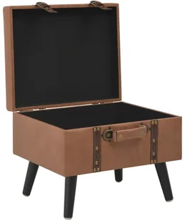 vidaXL Stołek ze schowkiem, 40 cm, brązowy, sztuczna skóra vidaXL - Pufy i podnóżki - miniaturka - grafika 7