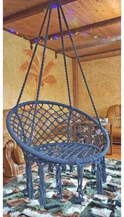 SASKA GARDEN Hamak ażurowy fotel wiszący 80x60cm luxe z poduszką szary 1026954 - Fotele ogrodowe wiszące - miniaturka - grafika 27