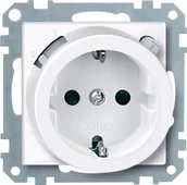 Wyłączniki światła i elektryczne - Merten 233819 FI-Schuko-bezpieczeństwo zastosowania z gniazdek BRS, biel polarna połyskująca, system M 1329426 - miniaturka - grafika 1