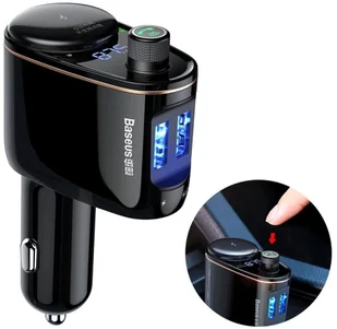 Baseus Trasmiter FM + ładowarka samochodowa Locomotive BSU083BLK - Ładowarki samochodowe - miniaturka - grafika 3
