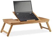 Części i akcesoria do laptopów - Relaxdays bambusowy stolik pod laptopa XL, idealna wentylacja, regulacja wysokości, 5 kątów nachylenia, stolik na laptopa z szufladą, naturalny 10022218 - miniaturka - grafika 1