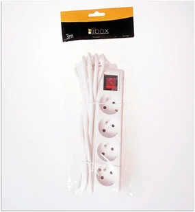 HBF Sieciowy 4 Gniazda + Przełacznik 3M - Przedłużacze i rozgałęźniki - miniaturka - grafika 2