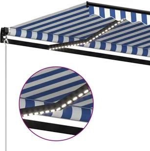 VidaXL Lumarko Ręcznie zwijana markiza z LED, 400 x 350 cm, niebiesko-biała! 3069181 VidaXL - Markizy - miniaturka - grafika 5