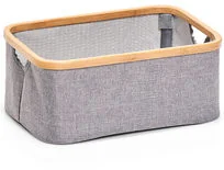 ZELLER Pudełko tekstylne z płótna i bambusa kosz łazienkowy pojemniki do przechowywania pudełka materiałowe pojemniki tekstylne ZELLER B07FCS1QQF - Pudła i pojemniki do przechowywania - miniaturka - grafika 3