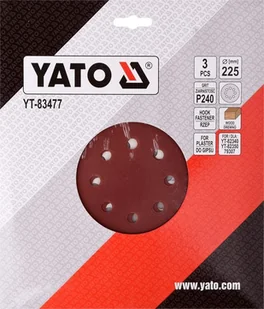 Yato PAPIER ŚCIERNY OKRĄGŁY Z RZEPEM 225MM P240 DLA YT-82340;YT-82350 YT-83477 - Materiały ścierne - miniaturka - grafika 2