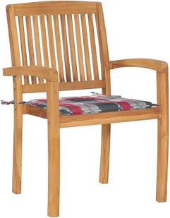 vidaXL Sztaplowane krzesła ogrodowe z poduszkami, 4 szt., tekowe! 3073223 - Fotele i krzesła ogrodowe - miniaturka - grafika 3