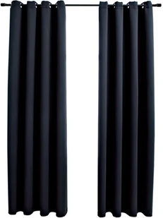 vidaXL Zasłony zaciemniające z metalowymi kółkami, 2 szt., czarne Zasłony zaciemniające z metalowymi kółkami, 2 szt., czarne - Zasłony - miniaturka - grafika 2