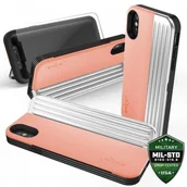 Etui i futerały do telefonów - Zizo Retro Series Etui iPhone X z kieszenią na karty + podstawka + szkło 9H na ekran (Peach/Silver) RET-IPH8-PHSL - miniaturka - grafika 1