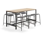 Zestawy mebli biurowych - AJ Produkty Zestaw mebli VARIOUS + ATTEND, stół + 6 stołków, antracyt - miniaturka - grafika 1