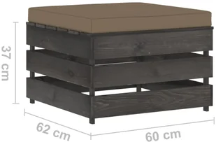 vidaXL Modułowy stołek z poduszką impregnowane na szaro drewno 3068140 - Pufy i podnóżki - miniaturka - grafika 6