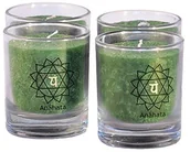 Kinder party - Palm Light 4041678004248 czakra świeca, 4-częściowy zestaw, anahata, wysokość około 6 cm, zielony 4041678004248 - miniaturka - grafika 1